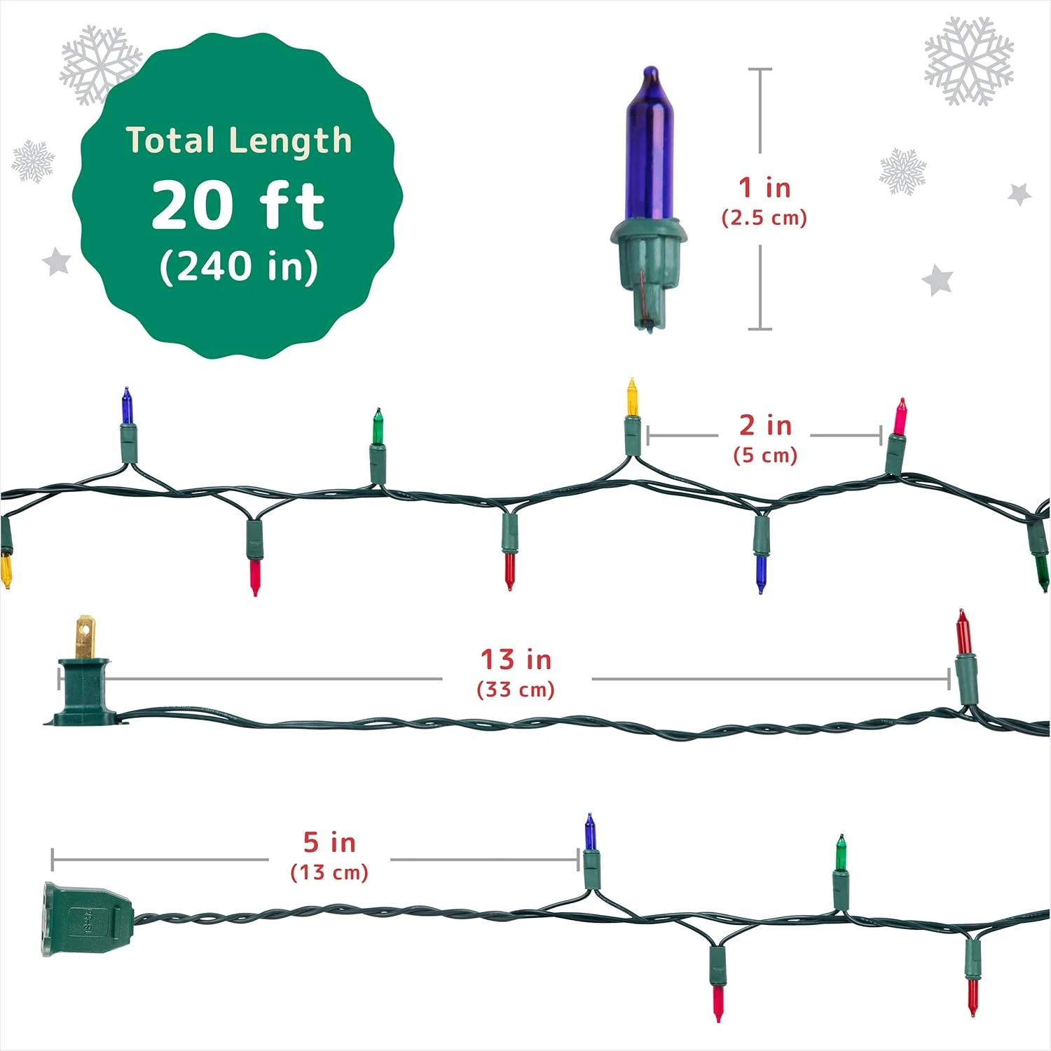 PREXTEX Christmas Lights (20 Feet, 100 Lights) – Multi Color Christmas Tree Lights With Green Wire - Colorful Holiday Christmas Lights Indoor/Outdoor String Lights - Warm Multi Color Twinkle Lights 6 PREXTEX Christmas Lights (20 Feet, 100 Lights) – Multi Color Christmas Tree Lights With Green Wire - Colorful Holiday Christmas Lights Indoor/Outdoor String Lights - Warm Multi Color Twinkle Lights - Image 6