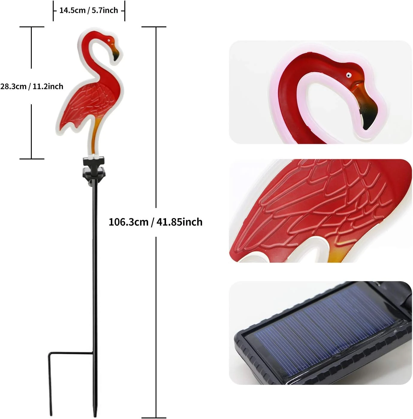 Solar Flamingo Pink Neon Light - Set Of 2 Metal Garden Stake Lights 42 Inch Path Lighting For Christmas Yard Lawn Patio Walkway Decor 5 Solar Flamingo Pink Neon Light - Set Of 2 Metal Garden Stake Lights 42 Inch Path Lighting For Christmas Yard Lawn Patio Walkway Decor - Image 5