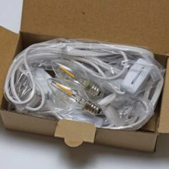 MX232 Set Of 2 Accessory Cord With 2 Led Light Bulb 6 Ft White Cord With On/Off Switch Plugs E12 Candelabra LED Light Bulbs And Clips For Halloween Christmas Decorations Craft Village House Decoration -Xmas Lighting Shop 71MKFlqyFL. AC SL1500