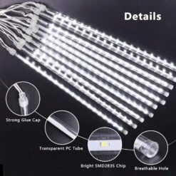 Blingstar Meteor Shower Lights 10Tubes 16Inch 360LED Solar Christmas Lights Outdoor Waterproof Falling Rain Lights Cool White Snowfall LED Lights For Outside Christmas Halloween House Tree Decoration -Xmas Lighting Shop 71Mb1QI1yzL. AC SL1500