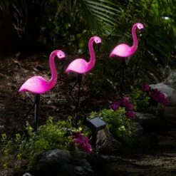 Flamingo Garden Solar Lights 3 Pieces Waterproof And Solar Powered Outdoor Decorative Stake Pink Lights For Pathway Lawn Yard Landscape Path Christmas Decorations Gifts -Xmas Lighting Shop 71ND4 qLJ1L. AC SL1500