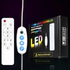 LED Letter Marquee Sign Lights - Lighted Letter Glitter Alphabet Music Sync Color Changing Letters Lights For Boy Girl Gift Birthday Christmas Wedding Home Bar Wall Night Light Decoration (Controller)
