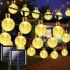 2-Pack 100 LED 64FT Crystal Globe Solar String Lights Outdoor, Waterproof Solar Outdoor Lights With 8 Lighting Modes, Solar Globe Lights For Garden Tree Patio Party Christmas Decorations (Warm White)