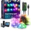 Popotan Outdoor String Lights, Color Changing Waterproof Christmas Lights With Remote Works With Amazon Echo, App Controlled Music Sync Led String Lights For Indoor Outdoor Decor (16.4 FT)