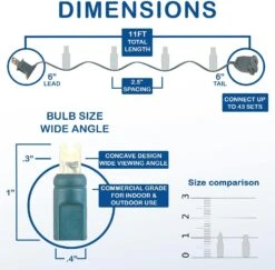 Novelty Lights 50 Light LED Christmas Mini Light Set, Outdoor Lighting Party Patio String Lights, Warm White, Green Wire, 11 Feet -Xmas Lighting Shop 71NoZjljCKL. AC SL1500