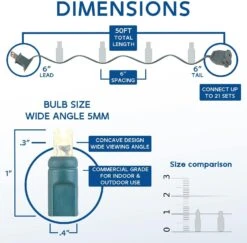 Novelty Lights 100 Light LED Christmas Mini Light Set, Outdoor Lighting Party Patio String Lights, Warm White, Green Wire, 50 Feet -Xmas Lighting Shop 71Ns8JgOtRL. AC SL1500