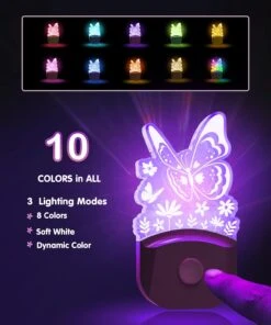 Night Light For Kids, Butterfly Night Light Plug Into Wall, LOHAS LED Night Light Dusk To Dawn, RGB+Soft White 3000K, Nightlight For Children Girls Room Decor, Christmas Birthday Gifts For Kids -Xmas Lighting Shop 71O2fAPgjYL. AC SL1500