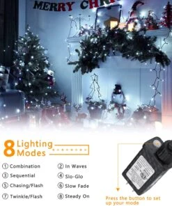 Flacchi Christmas Lights 82 Ft 200 LED Timer 8 Modes Low Voltage String Lights Indoor Outdoor White -Xmas Lighting Shop 71O7FoKOnmL. AC SL1500