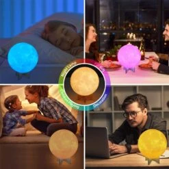 OxyLED Moon Lamp, 16 Colors 7.1 Inch 3D Print Moon Light With Stand Remote Touch Tap Control, USB Rechargeable Dimmable LED Night Lights For Kids Adults Friends Family Lover Birthday Christmas Gifts -Xmas Lighting Shop 71O9N3oCAGL. AC SL1500
