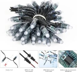 SEZO WS2811 Diffused String Light Dream Color RGB Individually Addressable LED Pixels Module For Christmas Party Outdoor Advertising Decor IP68 Waterproof 12mm 50PCS/Set DC5V (Black Wire) -Xmas Lighting Shop 71OESCcix L. AC SL1500