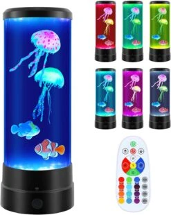 Jellyfish Lava Lamp, Color Changing Jellyfish Tank Aquarium Lamps, Bedroom Desktop Sleep Lamp, Night Light For Kids Room Decor, Relax Birthdays Christmas Gifts For Girls Boys Adults