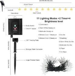 Christmas Solar Star String Lights 66FT 150LED Outdoor Solar Patio Lights Garden Tree Lights Outside Twinkle Fairy Lights With 11 Modes Remote Waterproof 4 Colors Changing For Yard Party Decor -Xmas Lighting Shop 71OPR449pxL. AC SL1500