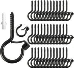 Q-Hanger Hooks For Outdoor String Lights Safety Screw Hook Home Christmas Lights Hanger Hooks For Garage New Year Party Outdoor Wire Fairy Led Lights (Hook C)