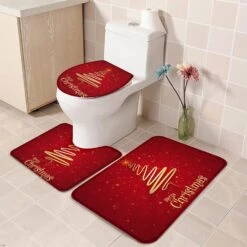 Teather Christmas Tree 3 Piece Bath Rugs Sets Gold Xmas Tree Bathroom Mats Set Non Slip Water Absorbent U-Shaped Contour Toilet Mat Star Toilet Lid Cover, Large:20'x31'+16'x20'+16'x18' -Xmas Lighting Shop 71PLnpF0BrL. AC SL1500