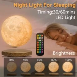 FIRPOW Levitating Moon Lamp, 18 Colors 6 In Floating Moon Lamp, 3D LED Printing Rotating Magnetic Moon Light Spinning Freely With Remote, Night Light, Desk Bedroom Decor Office, Christmas Gift -Xmas Lighting Shop 71PfpWLisCL. AC SL1500