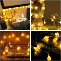Metaku Globe Fairy Lights Battery Operated 33ft 80LED String Lights With Remote Waterproof Indoor Outdoor Hanging Decorative Christmas Lights For Home Party Patio Garden Wedding -Xmas Lighting Shop 71PvMPfpLiL. AC SL1000