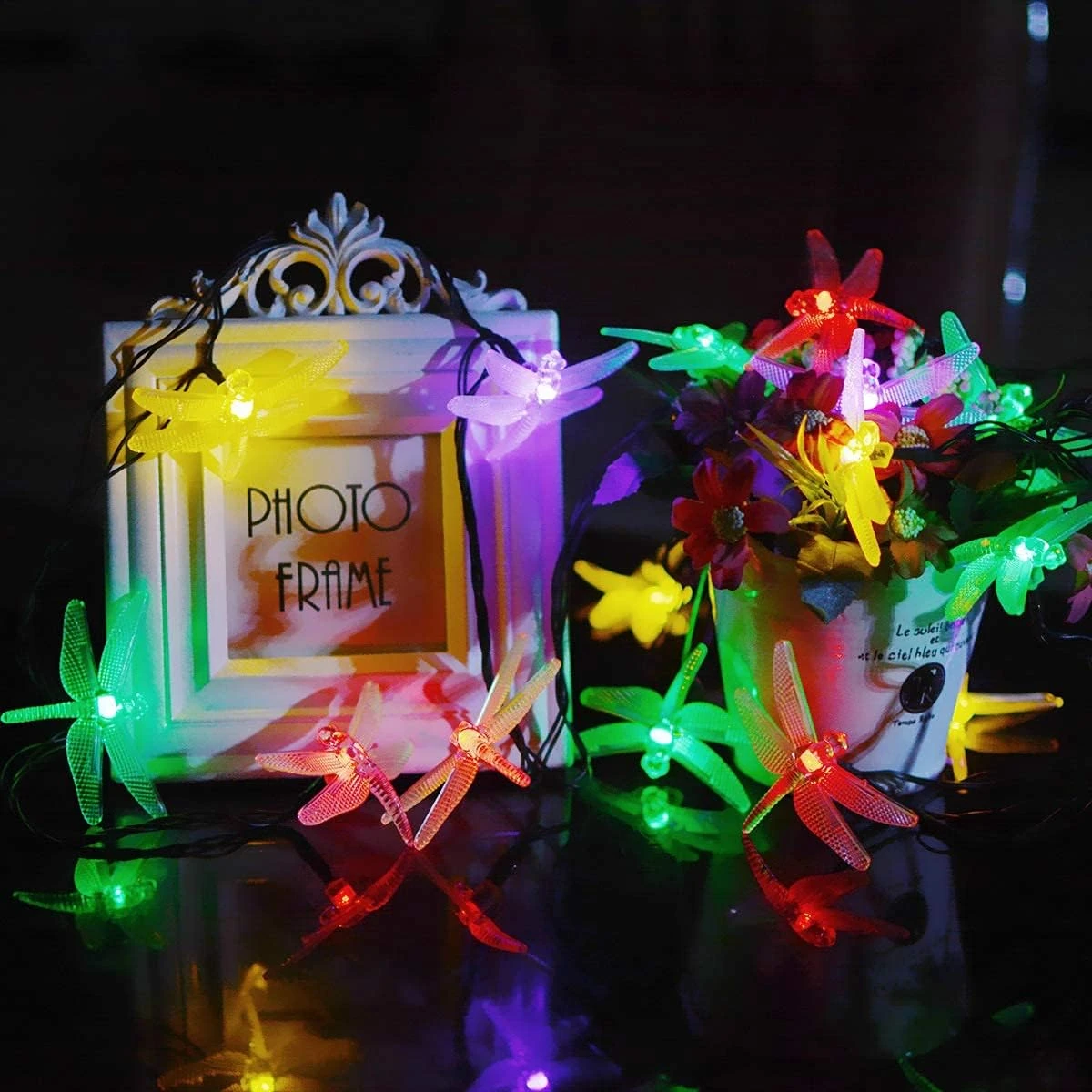 Dragonfly Starry String Lights 10ft 20 LED Decorative Twinkle Fairy Lighting Strand Battery Powered With 2 Modes For Bedroom Wedding Birthday Party Christmas Decor (Multi-Colored) 8 Dragonfly Starry String Lights 10ft 20 LED Decorative Twinkle Fairy Lighting Strand Battery Powered With 2 Modes For Bedroom Wedding Birthday Party Christmas Decor (Multi-Colored) - Image 8