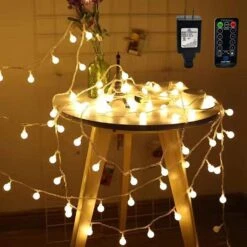 49ft 100 LED Globe String Lights With Remote, 8 Modes, Plug-in Fairy String Lights For Indoor Outdoor Party Wedding Christmas Tree Garden, Warm White - Eco-Friendly, Durable And Energy-Saving