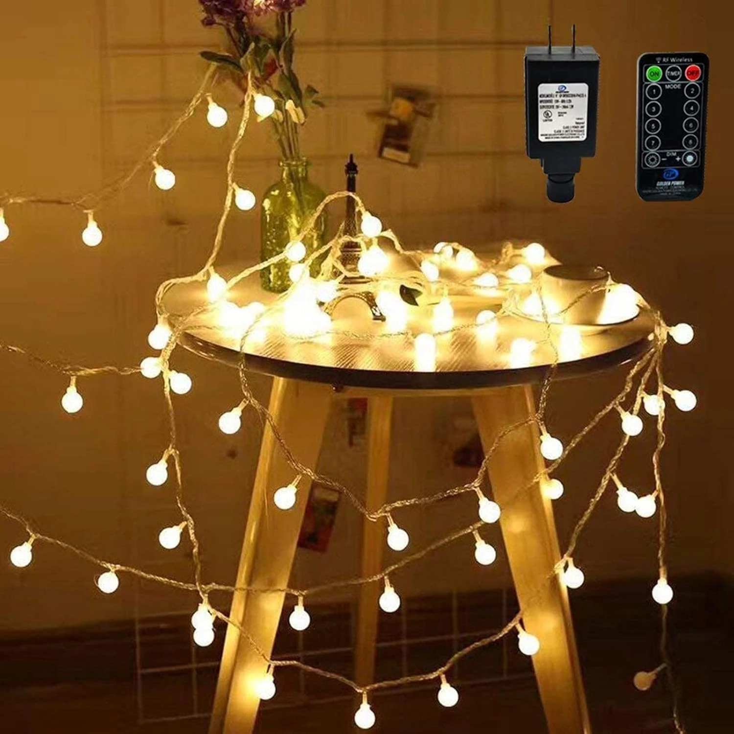 49ft 100 LED Globe String Lights With Remote, 8 Modes, Plug-in Fairy String Lights For Indoor Outdoor Party Wedding Christmas Tree Garden, Warm White - Eco-Friendly, Durable And Energy-Saving 1 49ft 100 LED Globe String Lights With Remote, 8 Modes, Plug-in Fairy String Lights For Indoor Outdoor Party Wedding Christmas Tree Garden, Warm White - Eco-Friendly, Durable And Energy-Saving