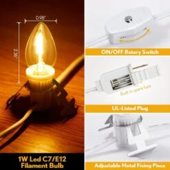 Meonum Accessory Cord With 3 LED Light Bulbs, 8.2 Ft Indoor Blow Mold Light Cord With Female Plug For Halloween Pumpkins Christmas Village Houses And Craft Projects Decoration, Warm White (1 Pack) -Xmas Lighting Shop 71QpgIKZ3SL. AC SL1500