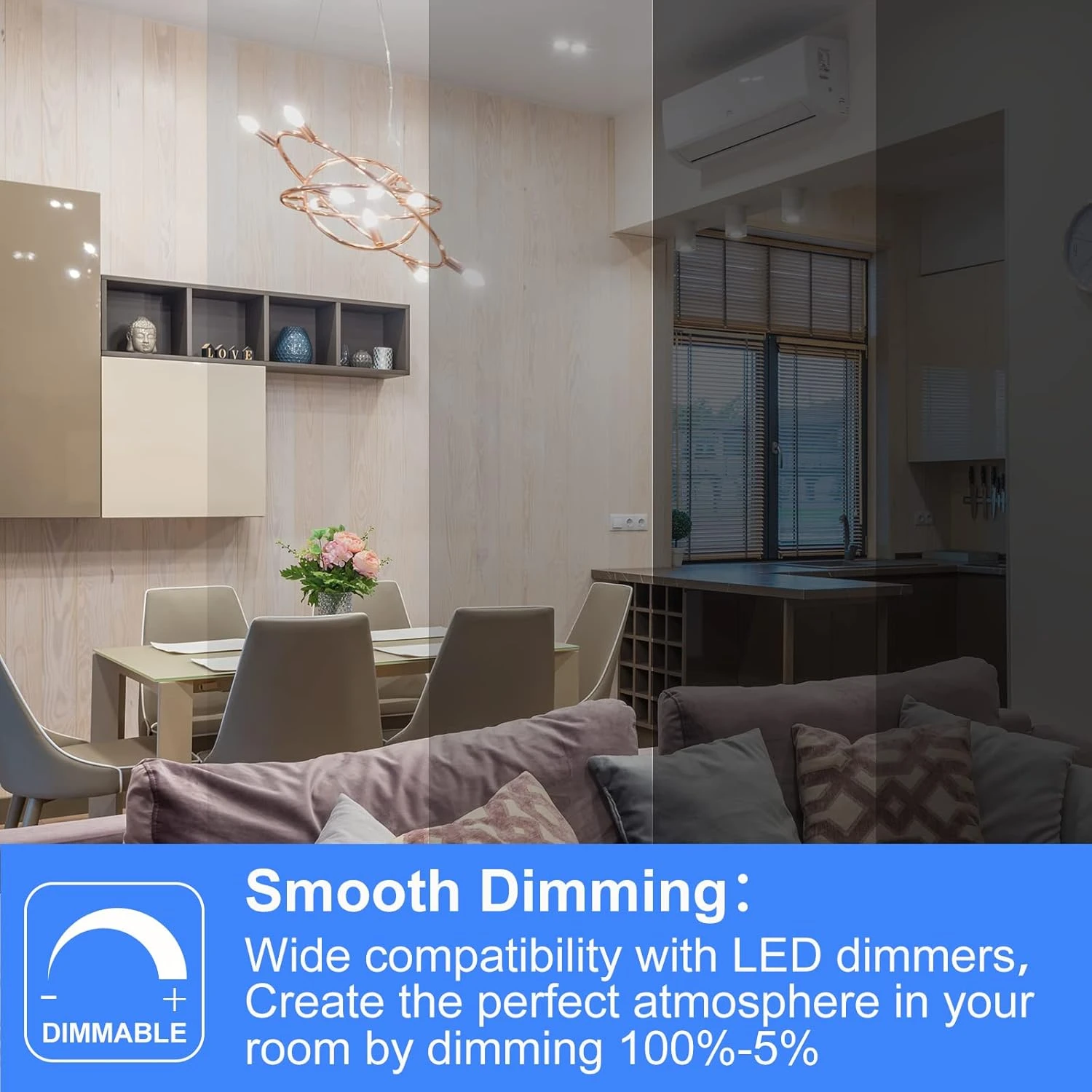 Energetic Smarter Lighting Dimmable E12 LED Candelabra Bulb,60 Watt Equivalent B11 LED Chandelier Bulbs, Daylight 5000K, 550LM, 5 Watt Halloween Christmas Decoration Filament Candle,UL Listed, 12pk 3 Energetic Smarter Lighting Dimmable E12 LED Candelabra Bulb,60 Watt Equivalent B11 LED Chandelier Bulbs, Daylight 5000K, 550LM, 5 Watt Halloween Christmas Decoration Filament Candle,UL Listed, 12pk - Image 3