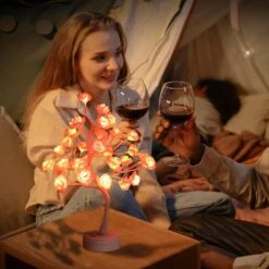 ITICdecor Rose Tree Lamp 30 LED Beside Night Light USB Battery Powered Pink Gift For Girls Women Teens Home Decor For Wedding Christmas Bedroom Party (Pink Rose) -Xmas Lighting Shop 71REr8IOvqS. AC SL1500