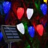 HUGSVIK C9 Bulb Solar 4th Of July Lights, 31Ft 50 LED Solar Red White And Blue Christmas Lights For 4th Of July Decorations, Waterproof Solar Patriotic Lights For July 4th Memorial Day Christmas