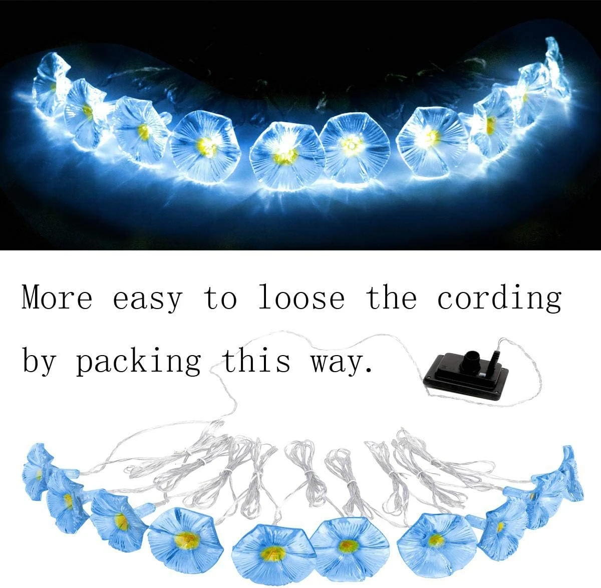 Ibdone Solar LED Flower String Lights, 33FT 10 LED Waterproof Outdoor Decorative Stringed LED String Lights Morning Glory Flower For Party,Christmas,Garden,Patio,Outdoor, Decoration (Blue) 6 Ibdone Solar LED Flower String Lights, 33FT 10 LED Waterproof Outdoor Decorative Stringed LED String Lights Morning Glory Flower For Party,Christmas,Garden,Patio,Outdoor, Decoration (Blue) - Image 6