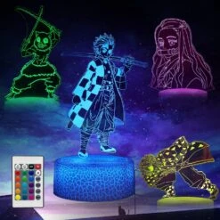 3D Illusion Anime Lamp 4 Patterns And 16 Color Room Decor Lamp With Remote Control, Birthday Christmas Gifts For Kids, Boys, Girls