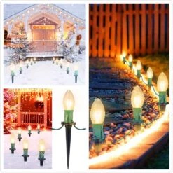 SUNSGNE 25 Pack C9 Clear Replacement Bulbs, C9 Christmas Light Bulbs Clear Incandescent Bulbs For Christmas Vintage String Light, E17 Intermediate Base, 7 Watt, Clear -Xmas Lighting Shop 71ROXEXOPpL. AC SL1002