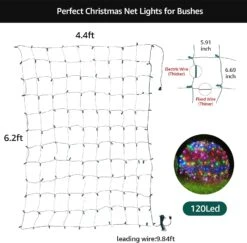 Led Christmas Net Lights Outdoor Christmas Decorations Lights 120Led 6.2ftx4.4ft, Connectable Outdoor Indoor Fairy Mesh String Lights For Party, Holiday, Wedding, Tree, Bushes Decorations (Multicolor) -Xmas Lighting Shop 71RQTvGRFLL. AC SL1500