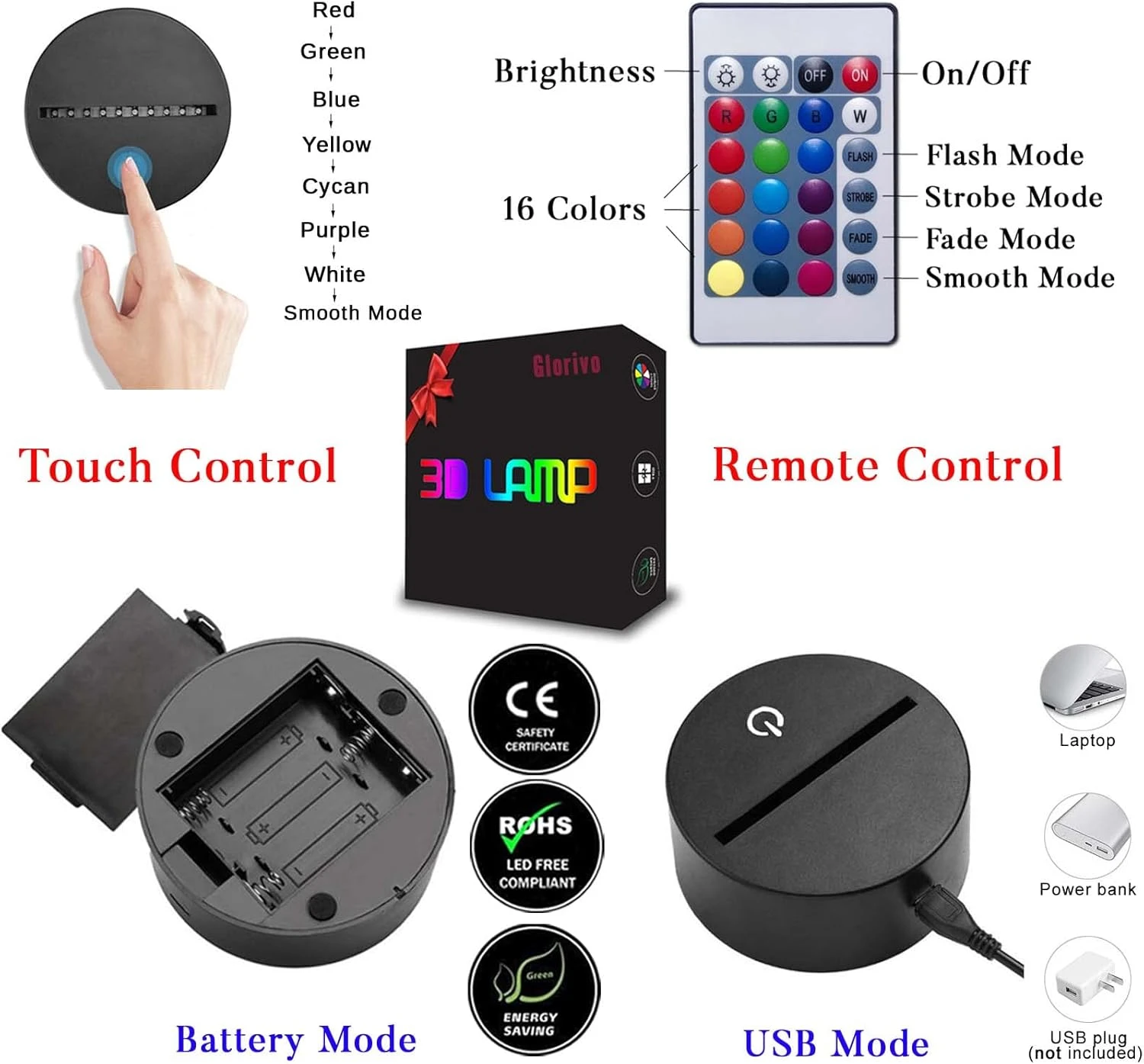 Glorivo Tractor Night Light,16 Colors Remote Control & Smart Touch Dimmable 3D Illusion Bedside Lamp,Bedroom Decoration Birthday Christmas Toy Gift For Kids Boys Girls Friends 7 Glorivo Tractor Night Light,16 Colors Remote Control & Smart Touch Dimmable 3D Illusion Bedside Lamp,Bedroom Decoration Birthday Christmas Toy Gift For Kids Boys Girls Friends - Image 7