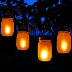 Aikeve Hanging Solar Mason Jar Lights ,4 Pack LED Outdoor Solar Garden Lantern,Solar Lanterns For Outdoor Patio Party Garden Wedding Christmas Decor Lights(Mason Jars/Handles Included) -Xmas Lighting Shop 71RoTPFp3L. AC SL1500