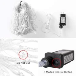 Blingstar Icicle Lights 32.8Ft 300 Led 8 Modes Christmas Lights Plug In Warm White String Lights For Christmas Wedding Party Home Garden Bedroom Indoor Outdoor Decoration -Xmas Lighting Shop 71RxObFdQhL. AC SL1500