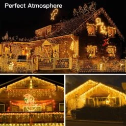 Ollny Icicle Christmas Lights Outdoor 306LED 25FT-Color Changing Icicle Lights With Remote 11Modes Connectable Timers Waterproof Plug In, For House Outside Indoor Yard Patio, Warm White To Multicolor -Xmas Lighting Shop 71S8W70vQcL. AC SL1000