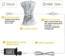 300 LED Curtain Lights For Bedroom - Brightown 9.8 FT Hanging Window Lights With Remote, Connectable, 8 Modes, Waterproof Fairy Lights For Outdoor Indoor Christmas Holiday Party, Warm White -Xmas Lighting Shop 71SFmoW6NtL. AC SL1500