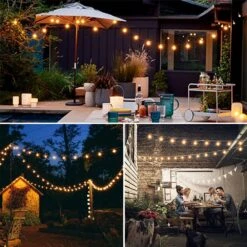 ALL FORTUNE Outdoor String Lights Solar Powered, 25FT 20 LED Hanging Lights With ST58 Shatterproof Waterproof Bulb, Vintage Christmas For Backyard, Porch Decor, Wedding Party -Xmas Lighting Shop 71SZZfX8KdS. AC SL1000