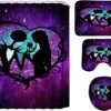 NEWSUYAA Halloween Decorations Shower Curtain Set With Non-Slip Rugs And Bath Mats,Nightmare Before Christmas Bathtub Curtains With 12 Hooks,Waterproof Bathroom Decor