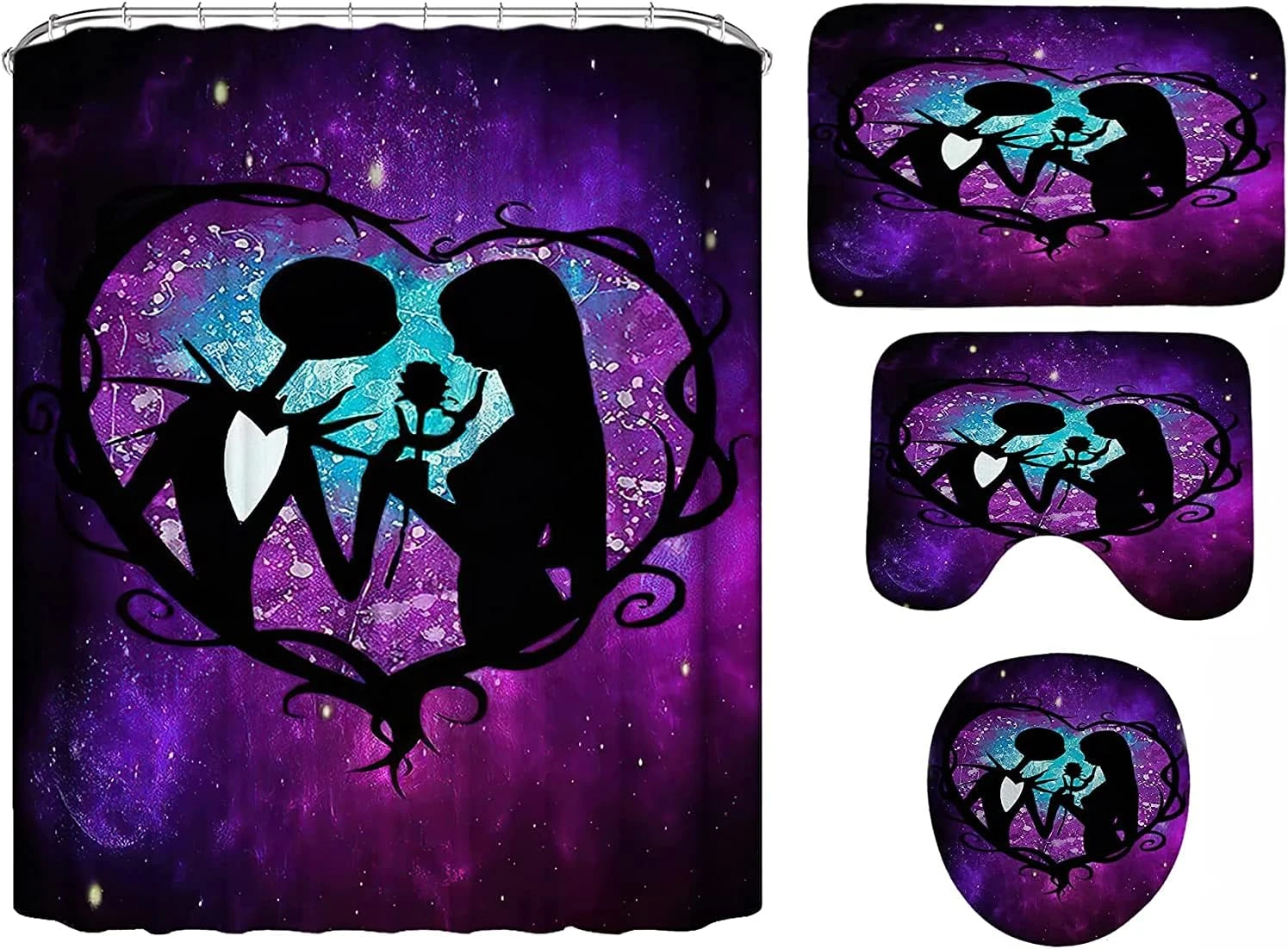 NEWSUYAA Halloween Decorations Shower Curtain Set With Non-Slip Rugs And Bath Mats,Nightmare Before Christmas Bathtub Curtains With 12 Hooks,Waterproof Bathroom Decor 1 NEWSUYAA Halloween Decorations Shower Curtain Set With Non-Slip Rugs And Bath Mats,Nightmare Before Christmas Bathtub Curtains With 12 Hooks,Waterproof Bathroom Decor