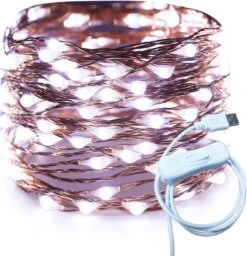 RUICHEN USB Fairy Lights 20 Ft 120 LED String Lights With On/Off Switch, Waterproof Copper Wire Lights For Bedroom Wall Ceiling Wreath Crafts Christmas Wedding Party (Cool White)