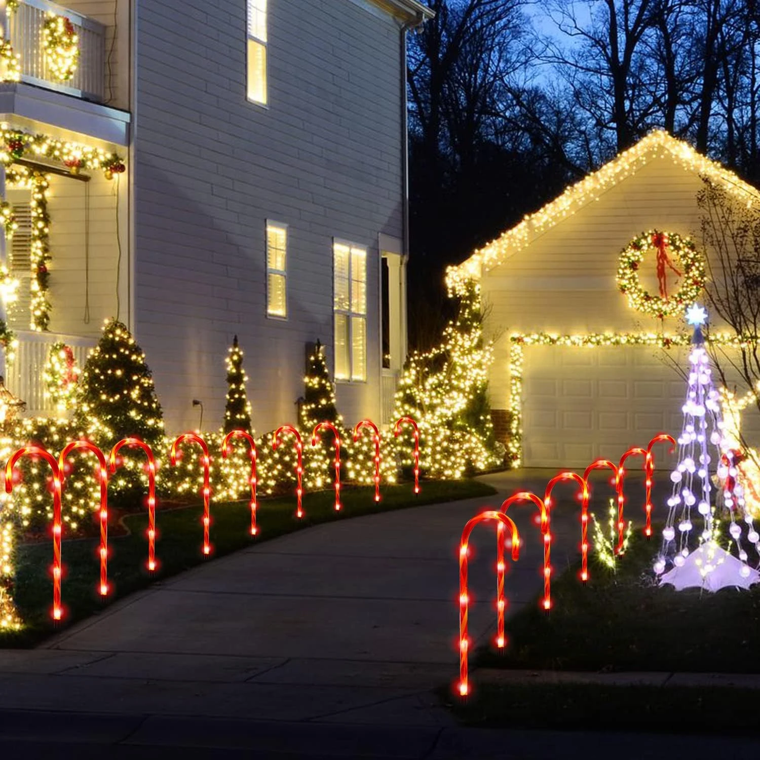 RED Lights Christmas Candy Cane Pathway Markers Lights With 8 Modes & Stakes, 22 Inch Christmas Lights Outdoor Christmas Decorations Xmas Candy Cane Christmas Decor For Walkway Yard Patio Lawn Garden 4 RED Lights Christmas Candy Cane Pathway Markers Lights With 8 Modes & Stakes, 22 Inch Christmas Lights Outdoor Christmas Decorations Xmas Candy Cane Christmas Decor For Walkway Yard Patio Lawn Garden - Image 4