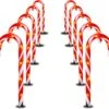 FUNPENY 10.6" Christmas Candy Cane Pathway Markers Lights, Set Of 10 Connectable Christmas Walkway Stakes Lights With 60 Warm White Lights Decorations For Xmas Outdoor Indoor Yard Lawn Decor