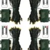 ZAIYW 4 Pack Battery Operated String Lights, 16.5 Ft Dark Green Wire 50 LED String Lights With Remote Timer 8 Modes Fairy Lights For Bedroom Party Patio Yard Garden Christmas Tree Decor (Warm White)