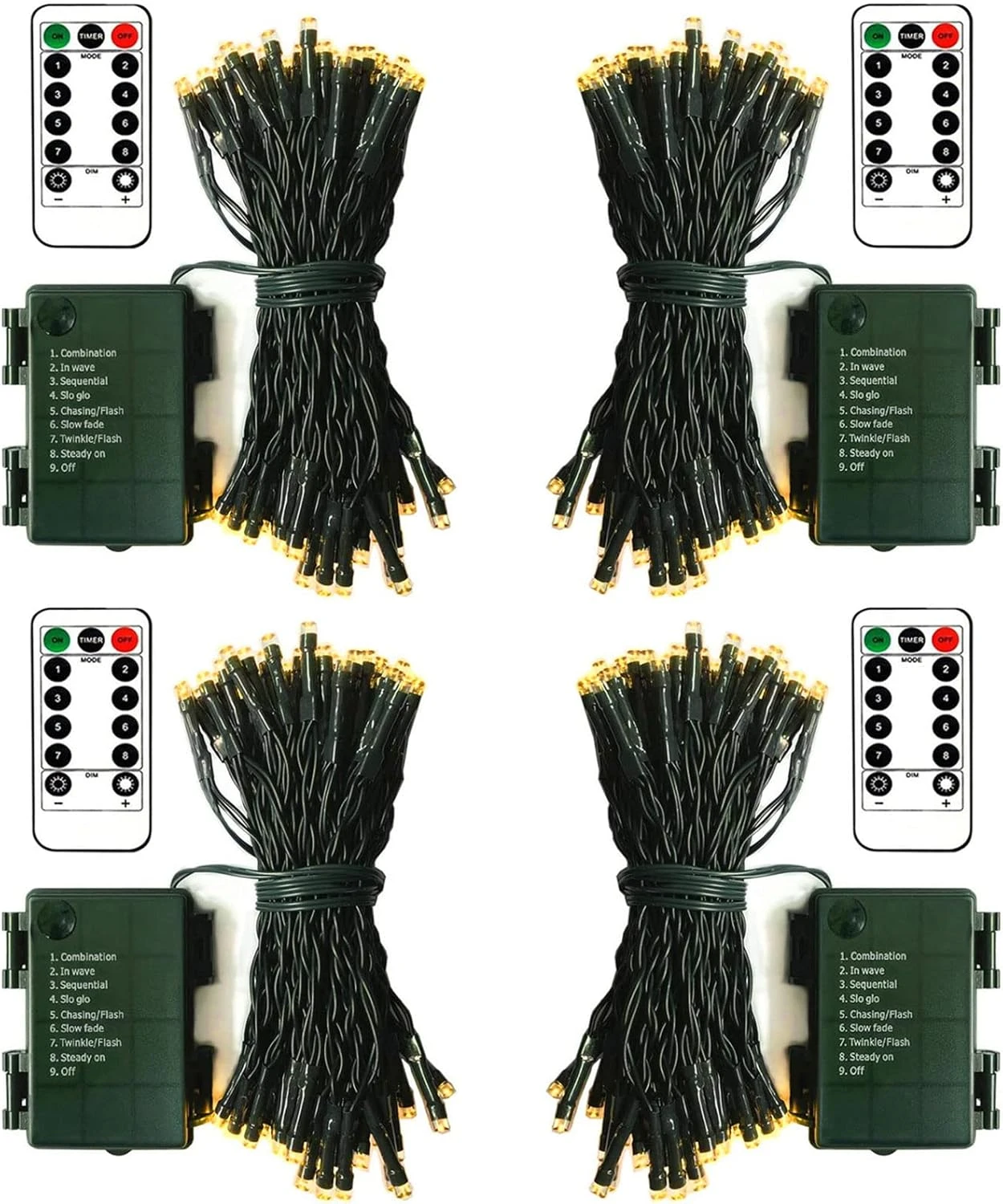 ZAIYW 4 Pack Battery Operated String Lights, 16.5 Ft Dark Green Wire 50 LED String Lights With Remote Timer 8 Modes Fairy Lights For Bedroom Party Patio Yard Garden Christmas Tree Decor (Warm White) 1 ZAIYW 4 Pack Battery Operated String Lights, 16.5 Ft Dark Green Wire 50 LED String Lights With Remote Timer 8 Modes Fairy Lights For Bedroom Party Patio Yard Garden Christmas Tree Decor (Warm White)