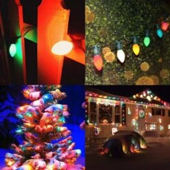 Romasaty C7 LED Christmas Lights(25FT) 5 Multi-Color Outdoor&Indoor Lights For Holiday Party Wedding,25 Ceramic LED Bulb C7 Light(Plus 2 Extra Bulbs)-Green Wire -Xmas Lighting Shop 71T8A NQVZL. AC SL1200