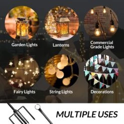 Walensee String Light Poles With Hook Outdoor Metal Lighting Pole For Hanging String Lights For Garden Party 9.4FT Lights Hanger With 5-Prong Fork Steel Stand Holder For Patio Christmas Wedding 4 Pack -Xmas Lighting Shop 71TAleReTOL. AC SL1500