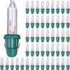 Christmas Replacement Mini Light Bulbs Incandescent Light Bulbs 2.5 V Mini Glass Lights With Green Base, 0.17 Ampere, 0.425 Watt (Clear, 50)