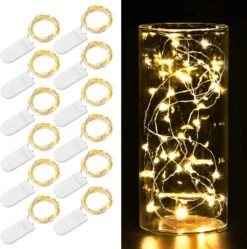 AMIR Upgraded Fairy String Lights, 12 Pack Starry Lights Battery Operated, 3.3ft 20 LED Indoor Outdoor Halloween String Lights, Copper Wire Lights For Party, Wedding, Christmas Decoration (Warm White)