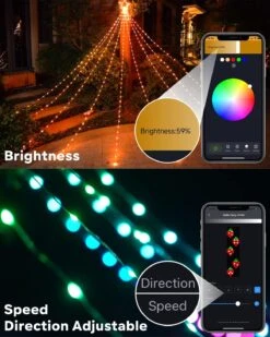 Outdoor Christmas Decorations Lights With Star, Smart DIY Custom Display 11.8Ft 64 Modes Yard Waterfall Tree String Lights, App Control 344LED RGB Color Changing Music Timer For Xmas Tree Lawn Decor -Xmas Lighting Shop 71TxJOd42OL. AC SL1500