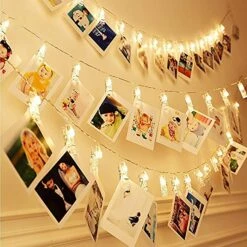HiSayee Waterproof LED Photo String Lights 20 Photo Clips Battery Powered Fairy Twinkle Lights, Wedding Party Christmas Home Decor Lights For Hanging Photos, Cards And Artwork (7.2 Ft, Warm White)